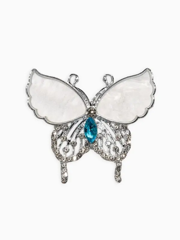Брошь  Брошь "Бабочка", цвет бело-голубая в серебре