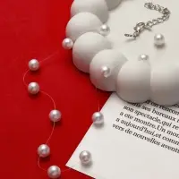 Бусы на леске &laquo;Жемчуг&raquo;, шар №8, белые в серебре, 30 см