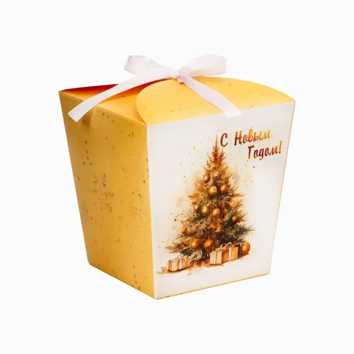 Бонбоньерка, новогодняя подарочная упаковка «Золотая Ель», 7.5×8×7.5 см Бонбоньерка, новогодняя подарочная упаковка «Золотая Ель», 7.5×8×7.5 см