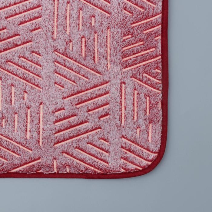 Коврик для ванной светящийся в темноте «Светящиеся грани», 50×80 см, цвет бордовый Коврик для ванной светящийся в темноте «Светящиеся грани», 50×80 см, цвет бордовый