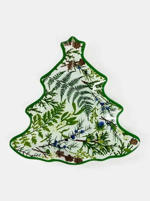 Блюдо сервировочное ёлочка Блюдо сервировочное ёлочка "Еловые ветки" 24,5х24,7х2 см