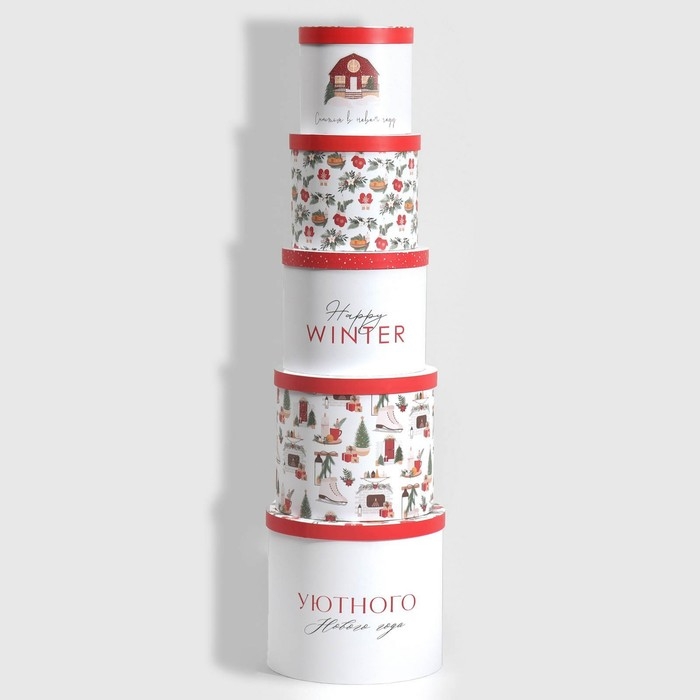 Набор подарочных коробок 5 в 1 «Уютного Нового года», 13 х 14‒19.5 х 22 см, Новый год Набор подарочных коробок 5 в 1 «Уютного Нового года», 13 х 14‒19.5 х 22 см, Новый год