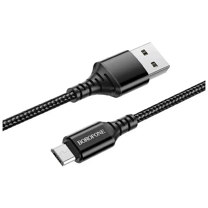 Кабель Borofone BX54, microUSB - USB, 2.4 А, 1 м, оплётка нейлон, чёрный