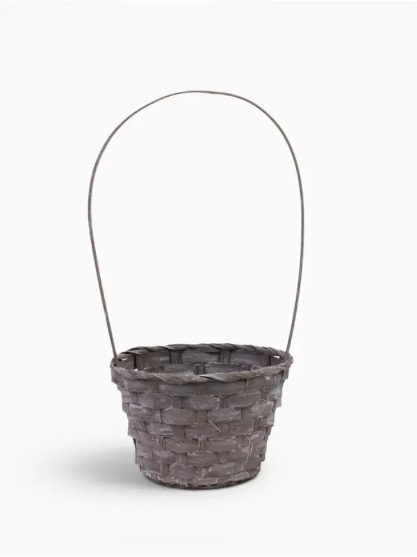 Корзина плетёная, бамбук, d=13xH9.5/28 см, серый