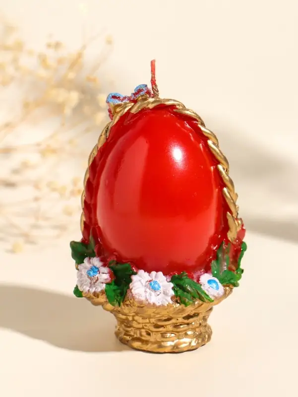 Свеча декоративная "Пасхальное яйцо в корзинке" 7х10,5 см, 130 гр