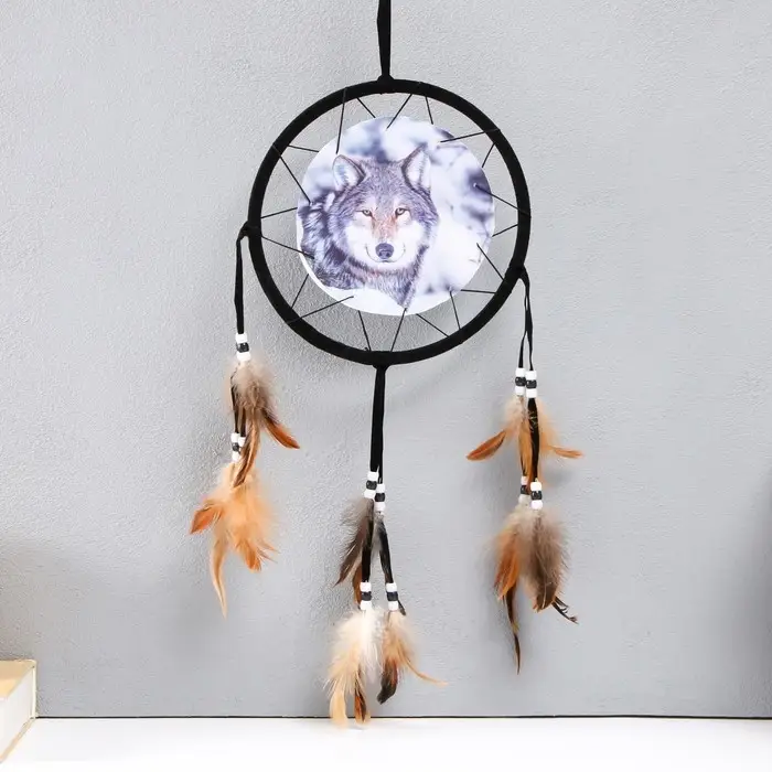 Ловец снов YX37 "Серый волк" круг d=20 см