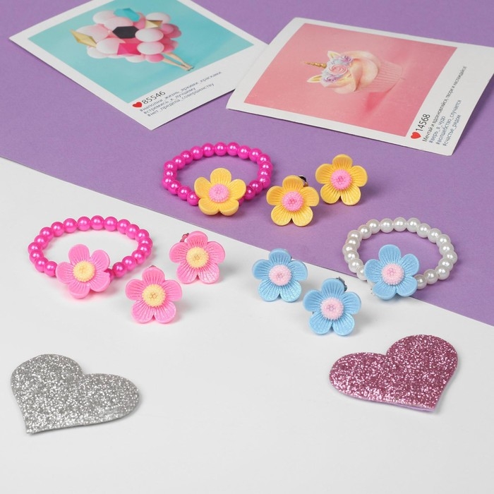 Набор детский «Выбражулька» 2 предмета: клипсы, браслет, лютики, цвет МИКС Набор детский «Выбражулька» 2 предмета: клипсы, браслет, лютики, цвет МИКС