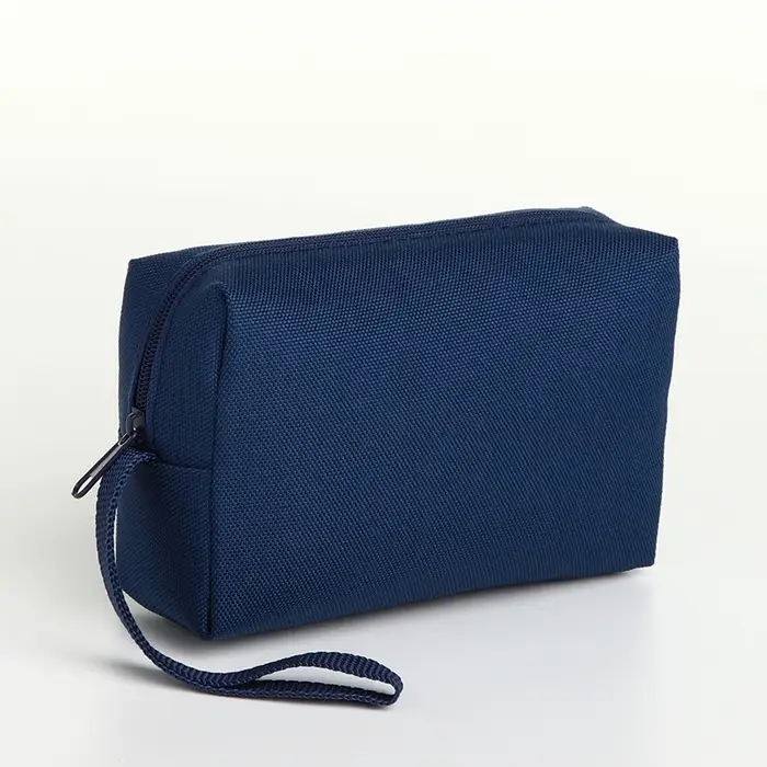 Косметичка дорожная на молнии, маленькая, с ручкой, синяя
