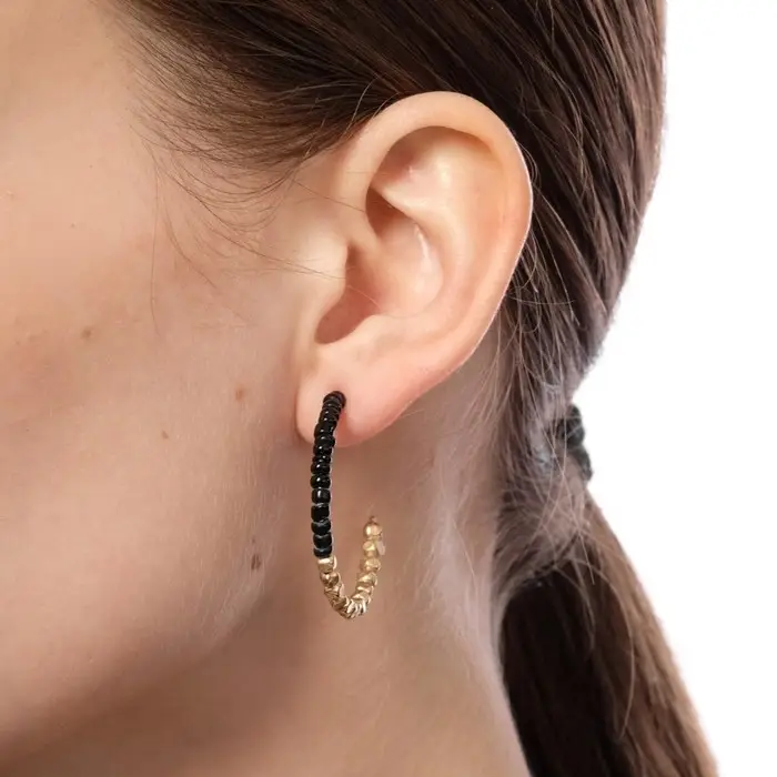 Серьги набор 8 пар «Ночь» кольца, цвет чёрно-белый в золоте, d=4 Серьги набор 8 пар «Ночь» кольца, цвет чёрно-белый в золоте, d=4