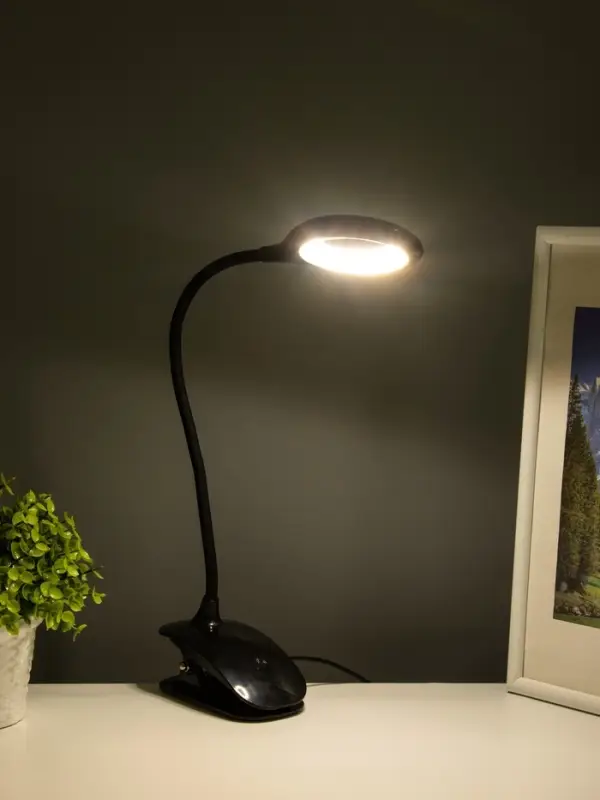 Светодиодный настольный светильник, 5Вт, 3000-6000К, 350 Лм, 13,5x7x38 см, чёрный