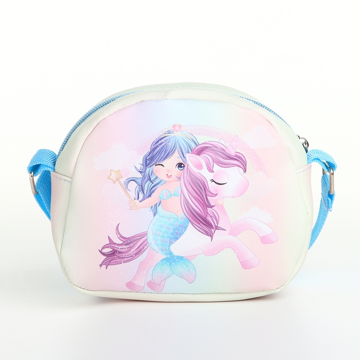 Сумка детская для девочки на молнии, цвет голубой