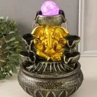 Фонтан настольный от сети, подсветка "Ганеша у фонтана" 16х16х23 см