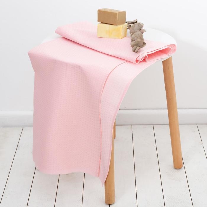 Полотенце вафельное банное Экономь и Я 80х150 см, цвет пыльно-розовый, 100%хл, 200 г/м2