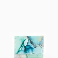 Кошелёк женский на кнопке, 10&times;1.5&times;8 см, с принтом, зелёный/бирюзовый