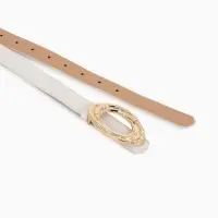 Ремень жен 04-01-01-04, Июнь2513, 2,4*0,3*110 см, без винта, пряж золото, гвоздик, белый Ремень жен 04-01-01-04, Июнь2513, 2,4*0,3*110 см, без винта, пряж золото, гвоздик, белый