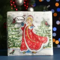 Салфетки новогодние бумажные Desna Design «Снегурочка», 1 слой, 24x24 см, 40 шт Салфетки новогодние бумажные Desna Design «Снегурочка», 1 слой, 24x24 см, 40 шт