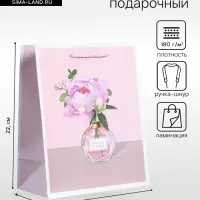 Пакет подарочный ламинированный &laquo;Счастья и любви&raquo;, нежно - розовый, 18&times;22.3&times;10 см