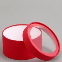 Набор подарочных коробок 2 в 1 круглых, красная, с окном, 21&times;11 - 18&times;10 см