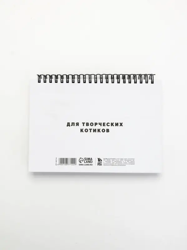 Скетчбук в твердой обложке на гребне А5 80 л 100 г/м "Котик"