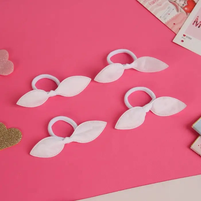 Резинка для волос Резинка для волос "Весёлые ушки" (набор 4 шт) 4 см, белый