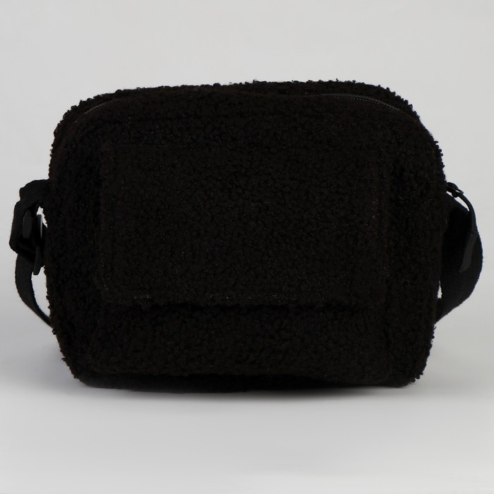 Плюшевая сумка тедди кросс-боди, чёрная Плюшевая сумка тедди кросс-боди, чёрная