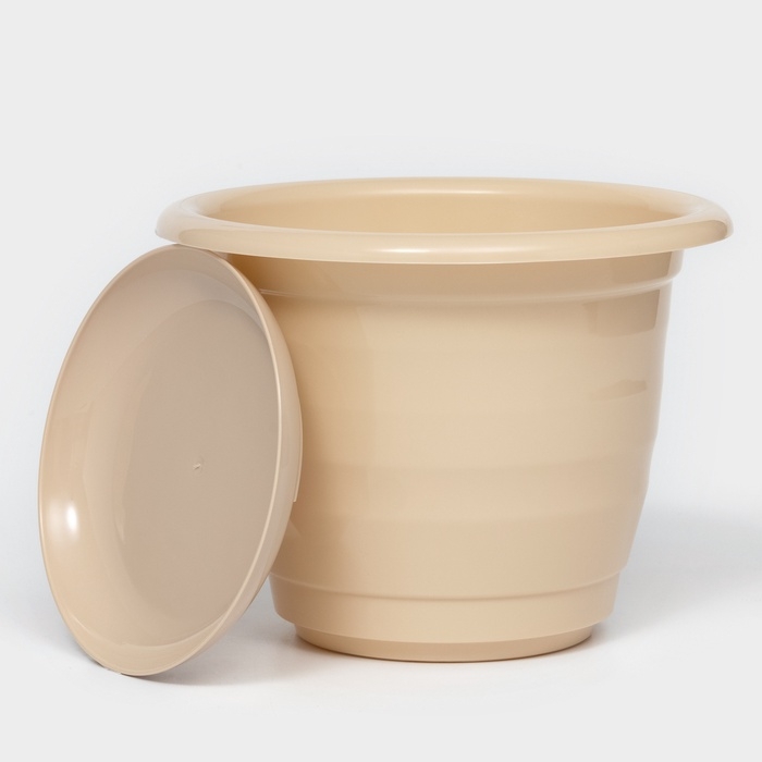 Горшок для цветов с поддоном Доляна «Арена», 2 л, пластиковый, цвет пудровый Горшок для цветов с поддоном Доляна «Арена», 2 л, пластиковый, цвет пудровый