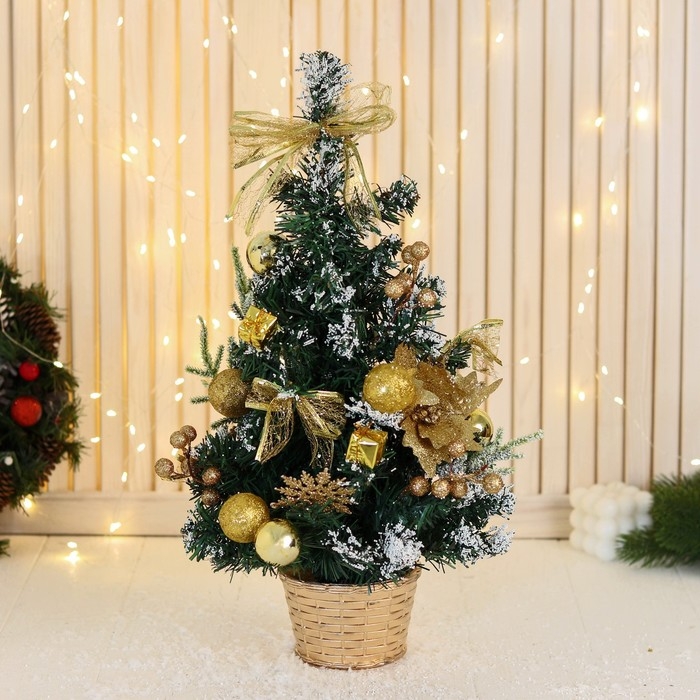 Ёлка декор Ёлка декор "Праздничная" цветок шары, 20х58 см, золото