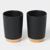 Аксессуары для ванной &laquo;Эко&raquo;, 4 предмета, мыльница, дозатор для мыла, 2 стакана, чёрные