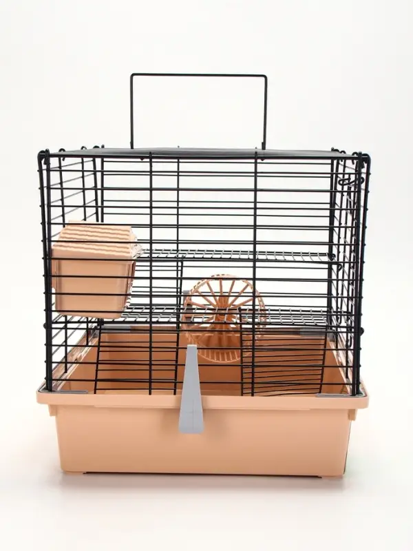 Клетка для грызунов &laquo;Пижон&raquo;, 38&times;27&times;27 см, складная, домик, миска, колесо, бежевая