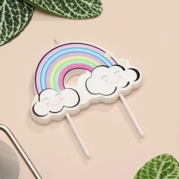 Свеча для торта &laquo;Радужные облака&raquo;, разноцветная