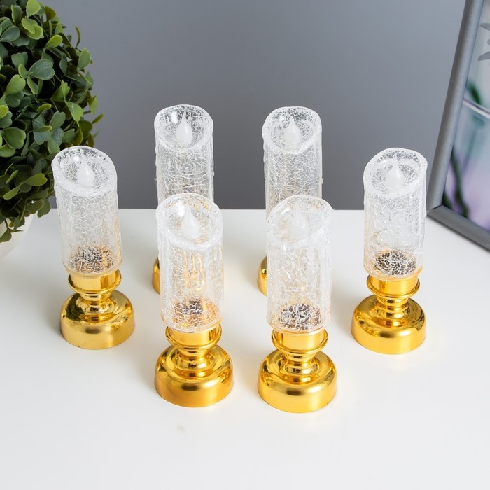 Ночник Ночник "Ледянная свеча" LED 1Вт от батареек 3хLR44 золото 4,5х4,5х12 см RISALUX