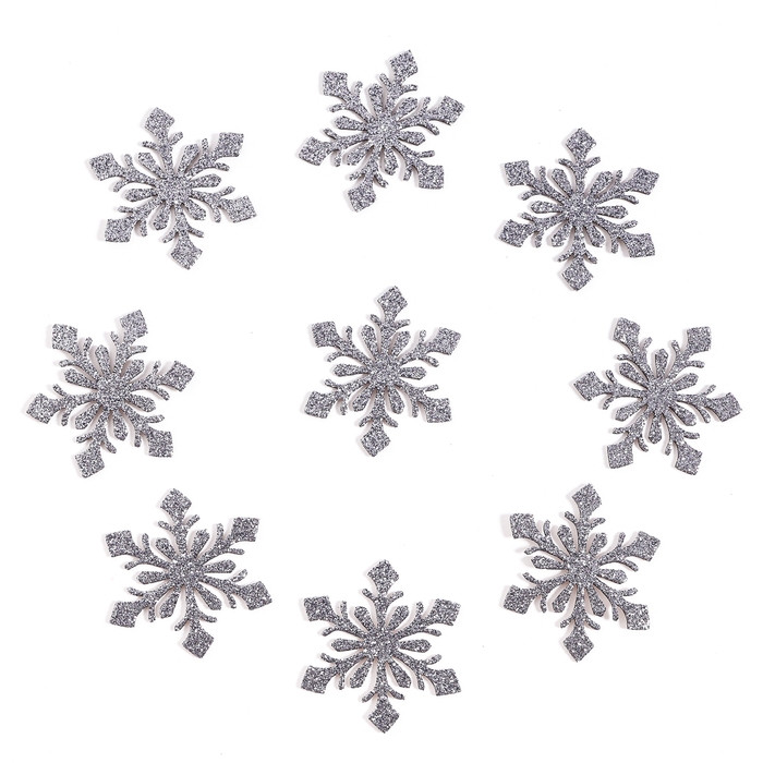 Новый год! Декор «Снежинки», набор 9 шт., цвет серебро Новый год! Декор «Снежинки», набор 9 шт., цвет серебро