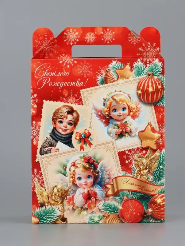 Подарочная коробка новогодняя Серафимчики 17 х 7 х 25,5 см Подарочная коробка новогодняя Серафимчики 17 х 7 х 25,5 см