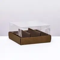 Кондитерская коробка складная под 3 эклера, крафт, 13.5×13.5×7 см