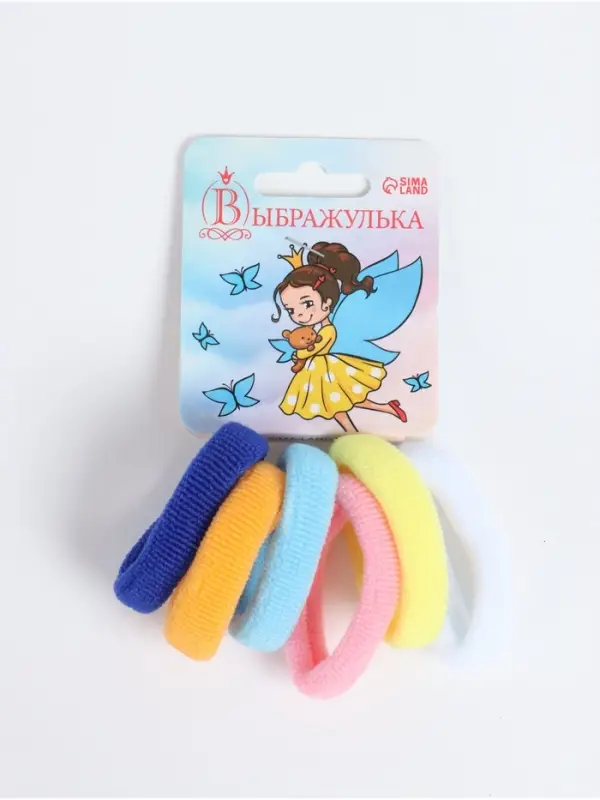 Резинки для волос Выбражулька &laquo;Махрушка&raquo;, набор 6 шт., полосы, 4.5 см