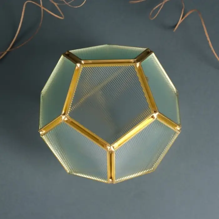 Стеклянный подсвечник на 1 свечу &laquo;Гранённый шар&raquo;, прозрачный, металл, 16&times;16&times;14 см