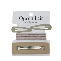 Набор для волос QF &laquo;Элери&raquo;, 4 резинки 6.5 см, заколка - автомат 8 см, 2 заколки 4.5 см, бежевый