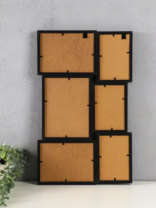 Фоторамка МДФ, стекло на 6 фото 10х15, 13х18, 15х20 см "Воспоминания" чёрная 51х31,5х2,2 см   109067