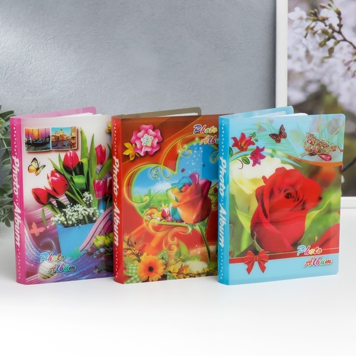Фотоальбом на 36 фото 10х15 см  Фотоальбом на 36 фото 10х15 см "Розы" МИКС 16,5х12х2 см