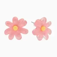 Серьги пластик "Цветочек летний" с блёсткой, цвет розовый