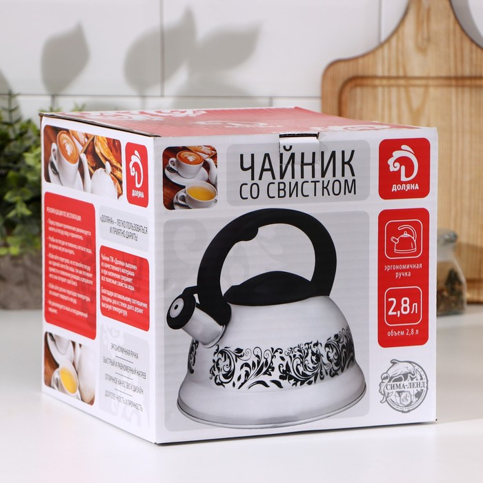 Чайник со свистком из нержавеющей стали Доляна «Рио», 2,8 л, фиксированная ручка, цвет зелёный Чайник со свистком из нержавеющей стали Доляна «Рио», 2,8 л, фиксированная ручка, цвет зелёный
