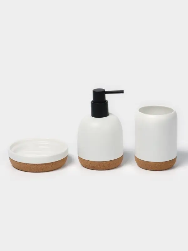 Набор для ванной SAVANNA &laquo;Пробка&raquo;, 3 предмета, дозатор для мыла, стакан, мыльница