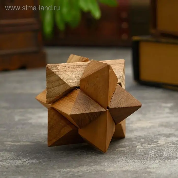 Головоломка из дерева "Загадка" 6 частей 9х9х9 см