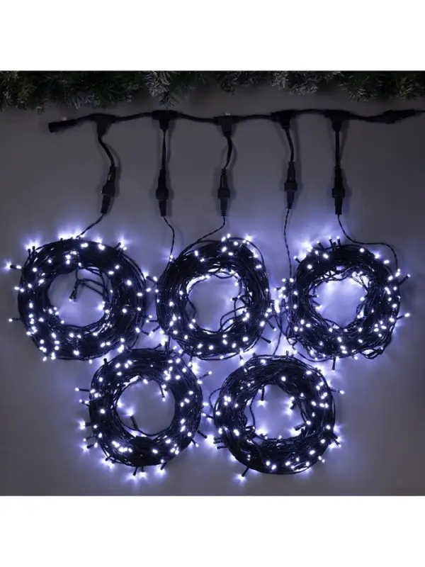 Гирлянда &laquo;Клип-лайт&raquo; 5 нитей по 20 м, IP44, УМС, тёмная нить, 665 LED, свечение белое, 24 В