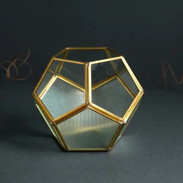 Стеклянный подсвечник на 1 свечу &laquo;Гранённый шар&raquo;, прозрачный, металл, 16&times;16&times;14 см