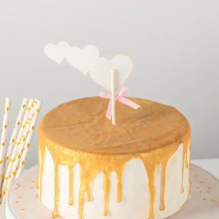 Набор топперов для торта «Сердечки», 3 шт, 20×13 см, цвет розовый Набор топперов для торта «Сердечки», 3 шт, 20×13 см, цвет розовый