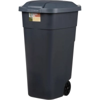 Контейнер-бак мусорный пластик серый, на колесах 110л_PT9957СЕР-1РS