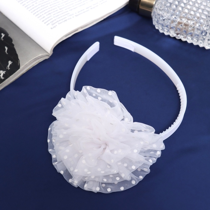 Ободок для волос  Ободок для волос "Школьница" облачко горох, d 10 см, белый