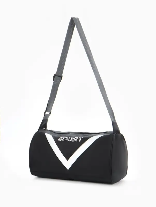 Сумка спортивная на молнии, боковой карман/сетка, регулируемый ремень, маленький размер, чёрная