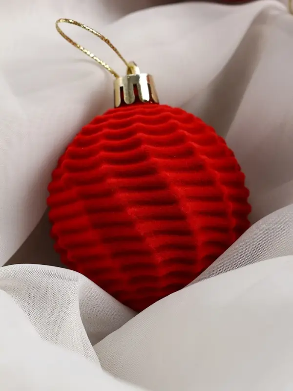 Набор шаров пластик d-6 см, 6 шт Набор шаров пластик d-6 см, 6 шт "Бархат. Время праздника" классик, красный